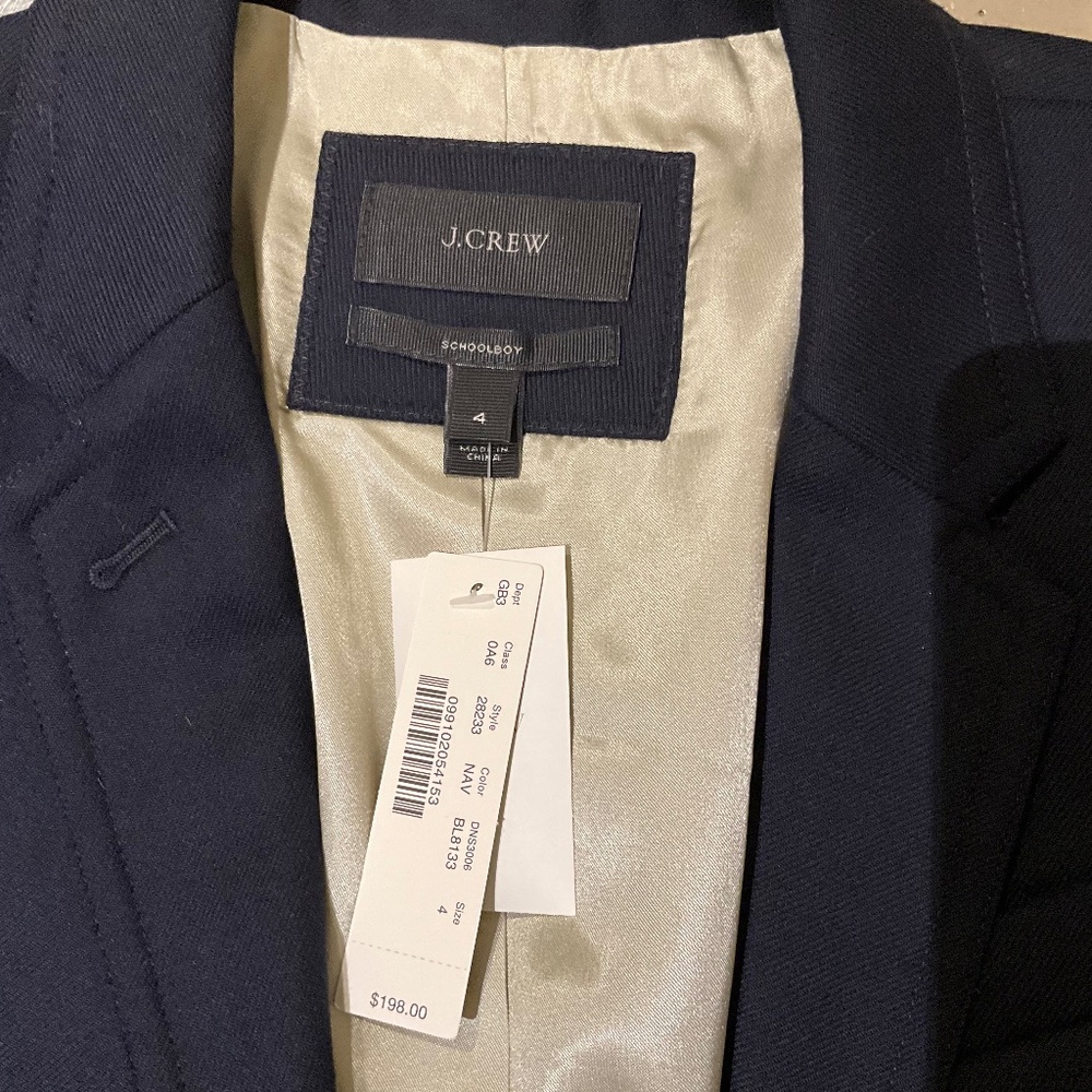 Great J.Crew blue blazer, gold buttons with pockets, size 4